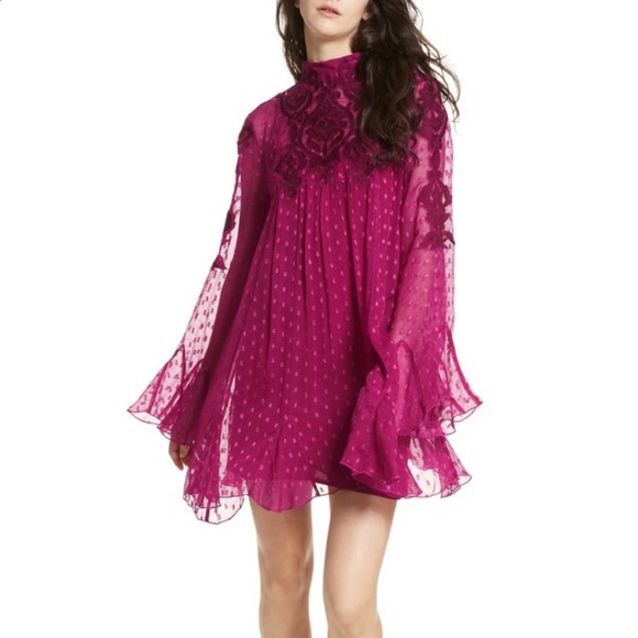 Free People Coquette Bell Sleeve Mini Dress Size S - Picture 3 of 14